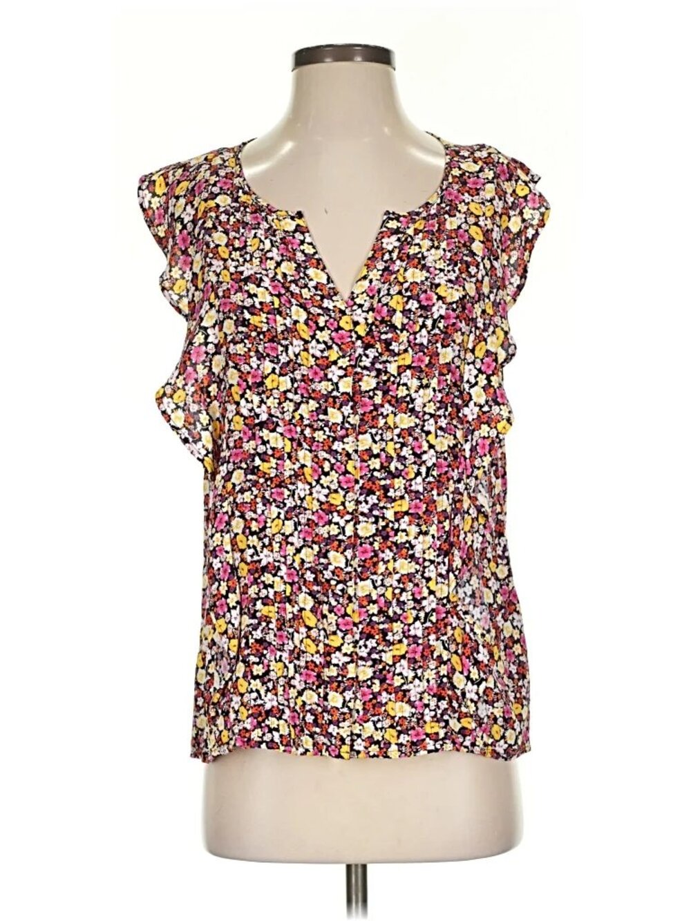 Sanctuary EUC Floral Print Blouse in Black, Pink, Yellow, White